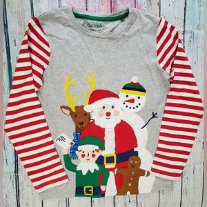 Mini boden boys Christmas applique tee 7-8